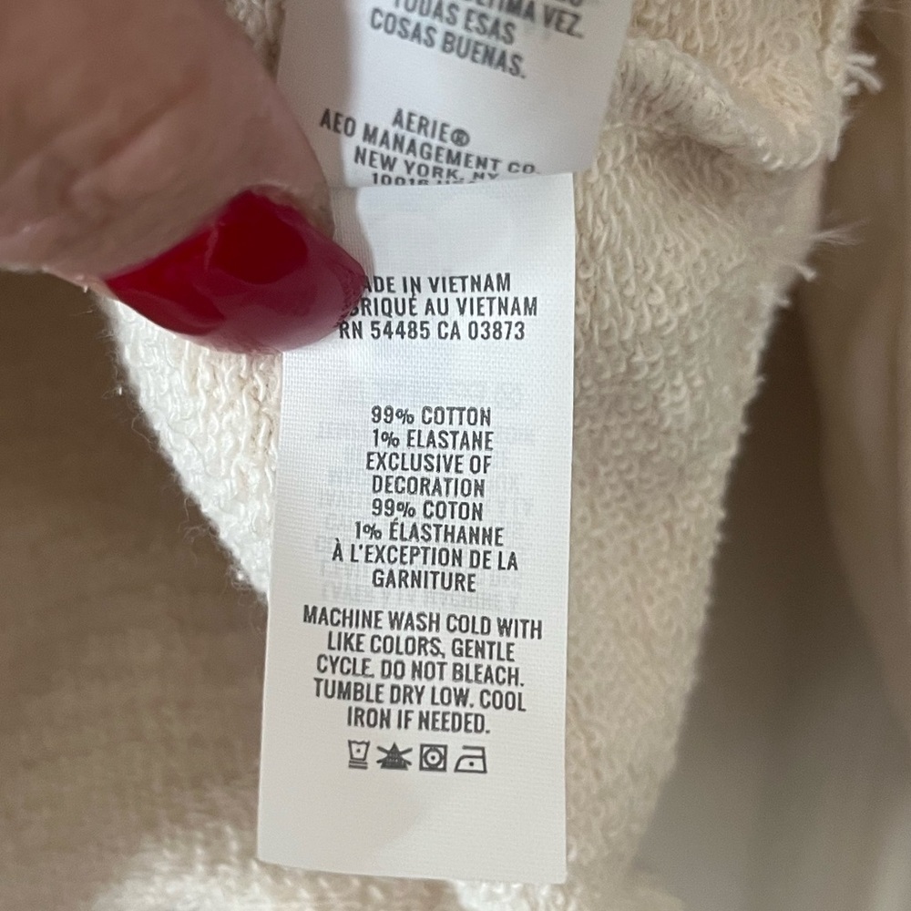 Aerie Cream Pullover Oversized Top Women’s Size XS - Picture 4 of 13